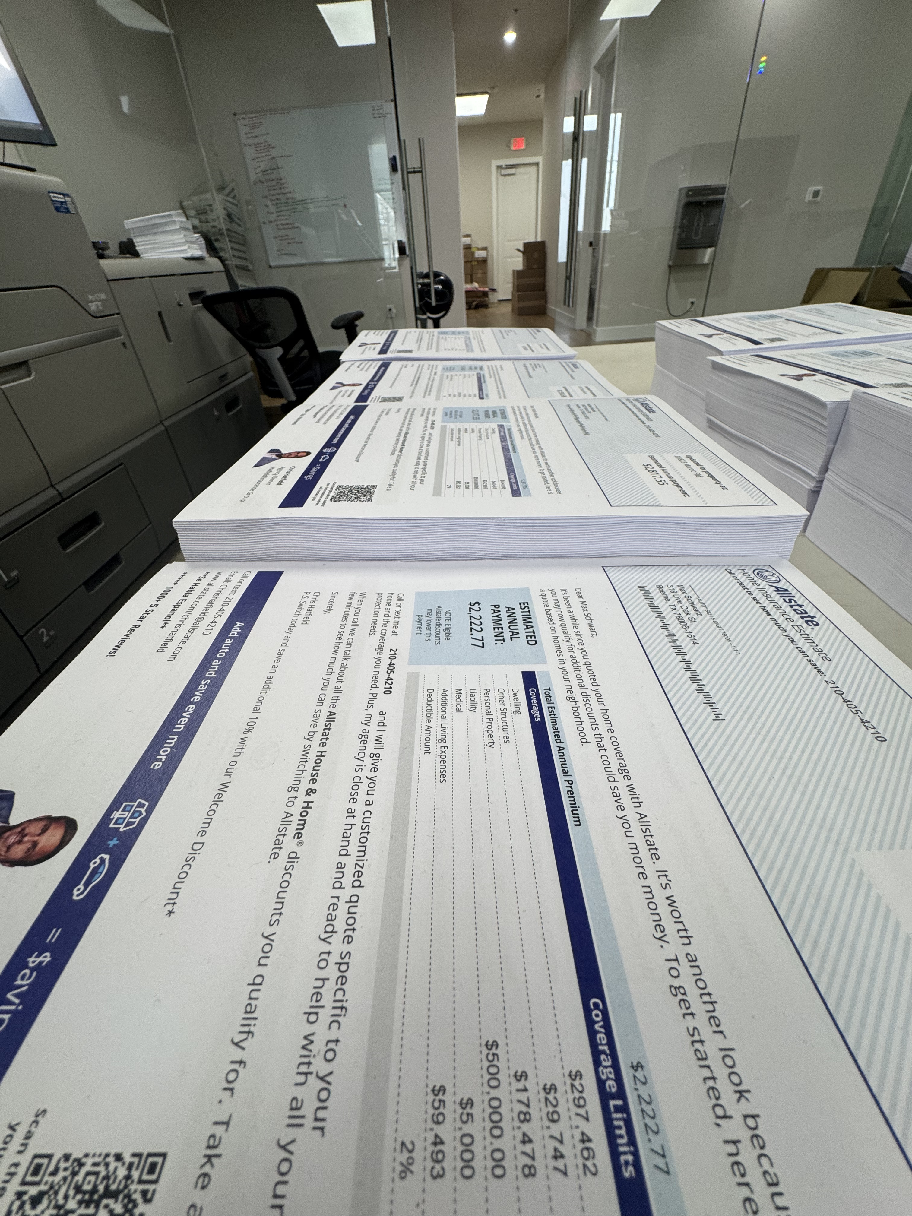 Printed direct mail postcards fresh off the press